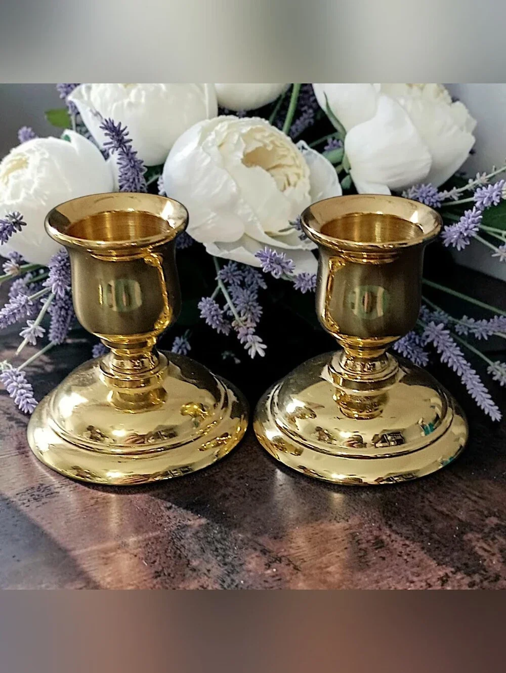 2 Vintage PartyLite Brass Candle Holders Mini Tapers Gold Tone Candlesticks